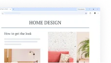 Chrome UI showing home design feature