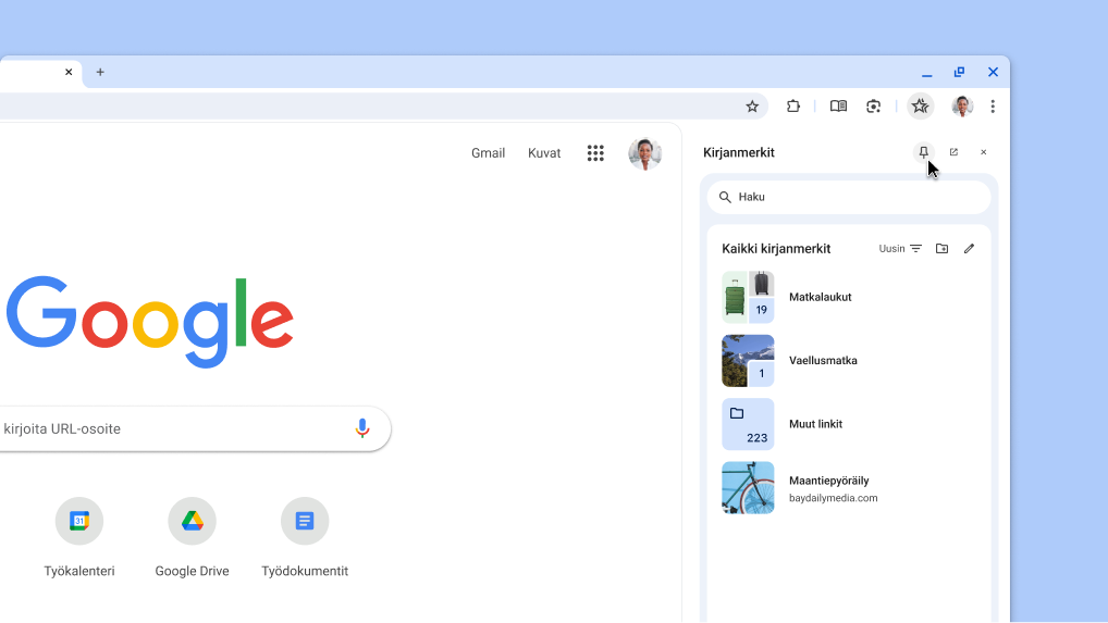 Chromen sivupaneelin kiinnittäminen yläpalkkiin