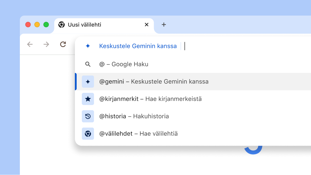 Keskustele Geminin kanssa osoitepalkin kautta