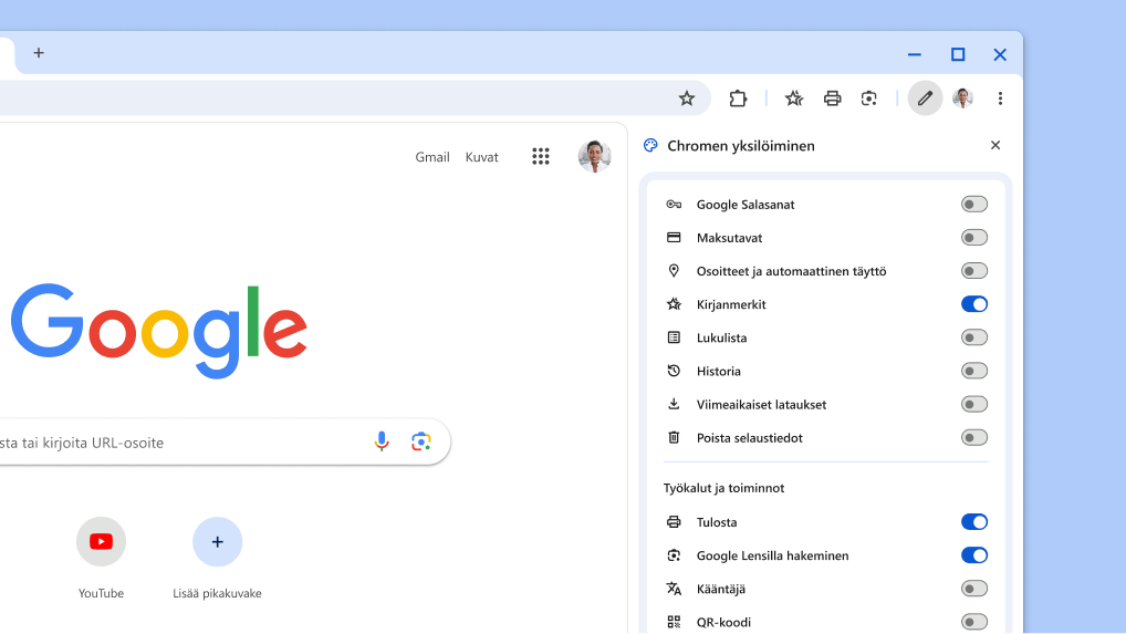 Uusi tapa muokata yläpalkkia
