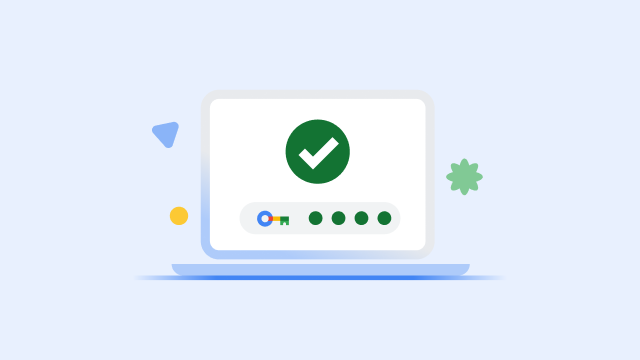 Kannettavan tietokoneen näytöllä näkyy suuri vihreä valintamerkki ja etenemispalkki, joka kertoo suojausavaimen olevan valmis.