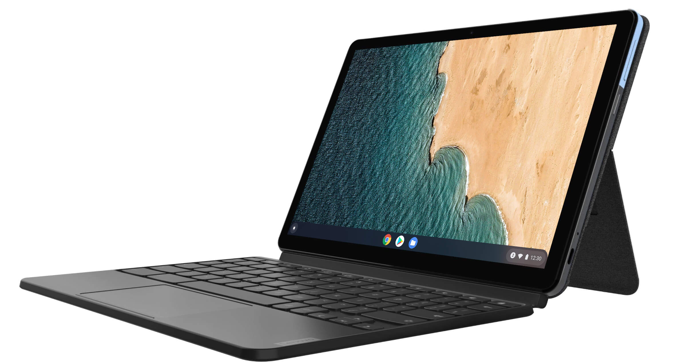 Lenovo Chromebook Duetin kuva on kirkas tuottavuustilassa, kun näppäimistö on kytkettynä.