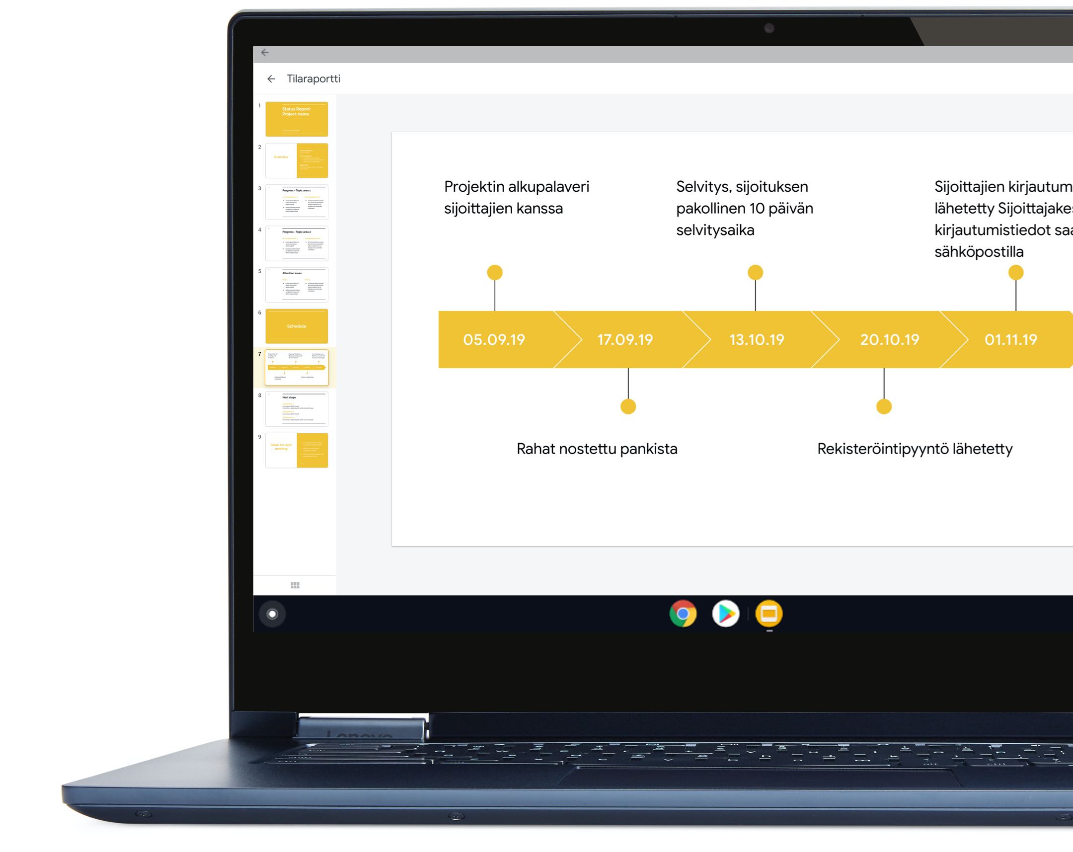 Chrome-käyttöjärjestelmä auttaa sinua kaikessa, mitä haluatkin tehdä. Tässä on esimerkiksi projektin aikataulu, josta pomosi pitää varmasti.