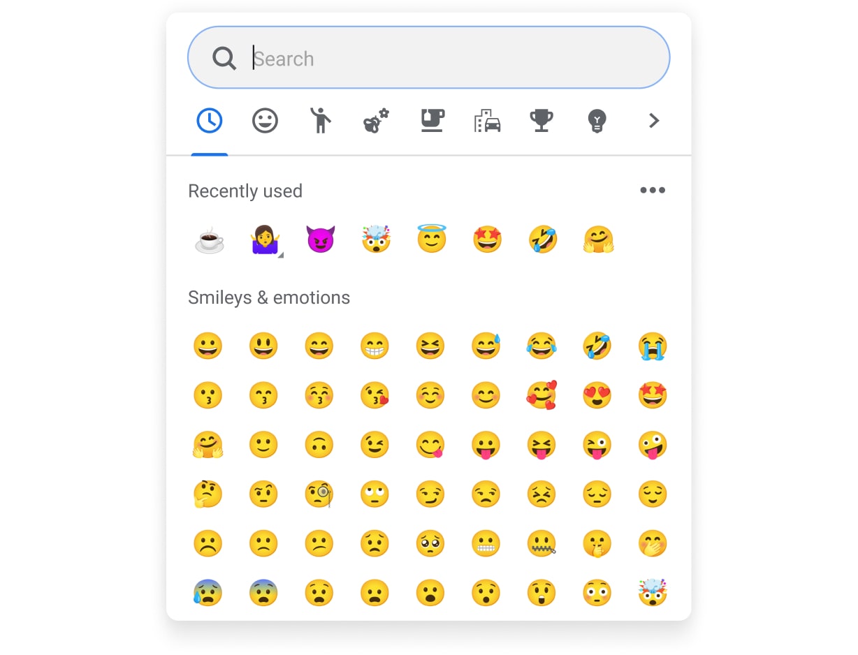 Lisää emoji uudella valitsimella
